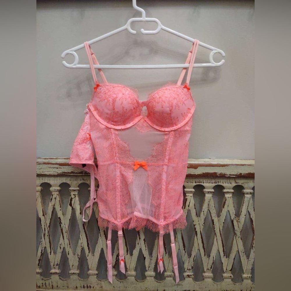 Victoria's Secret Pink Lace Bustier with Garters